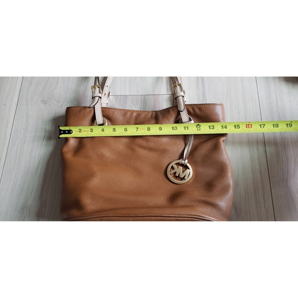 Michael Kors Jet Set Tote Medium Brown Leather Pebbled Shoulder Laptop Work Bag - Picture 6 of 8